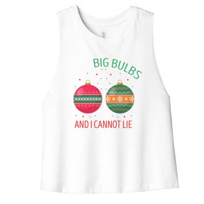 I Like Big Bulbs And I Cannot Lie Christmas Couples Present Gift Women's Racerback Cropped Tank