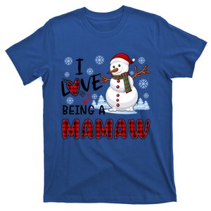 I Love Being A Mamaw Cute Hearts Snowflakes Snow Funny Gift Meaningful Gift T-Shirt