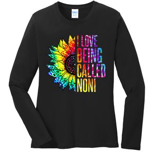 I Love Being Called Noni Sunflower Tie Dye Mother's Day Ladies Long Sleeve Shirt