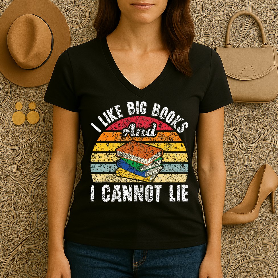 I Like Big Books And I Cannot Lie Bookworm Reading Teacher Women's V-Neck T-Shirt