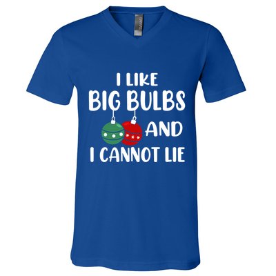 I Like Big Bulbs And I Cannot Lie Xmas Couples Matching Gift V-Neck T-Shirt
