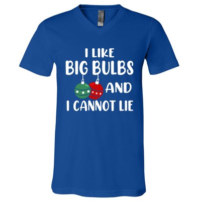 I Like Big Bulbs And I Cannot Lie Xmas Couples Matching Gift V-Neck T-Shirt