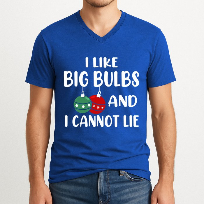I Like Big Bulbs And I Cannot Lie Xmas Couples Matching Gift V-Neck T-Shirt
