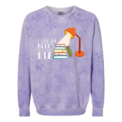 I Like Big Books And I Can't Lie Funny Book Lover Quote Reading Slogan Colorblast Crewneck Sweatshirt