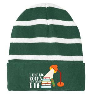 I Like Big Books And I Can't Lie Funny Book Lover Quote Reading Slogan Striped Beanie with Solid Band