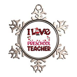 I Love Being Preschool Teacher Hearts Gnome Valentine's Day Gift Metallic Star Ornament