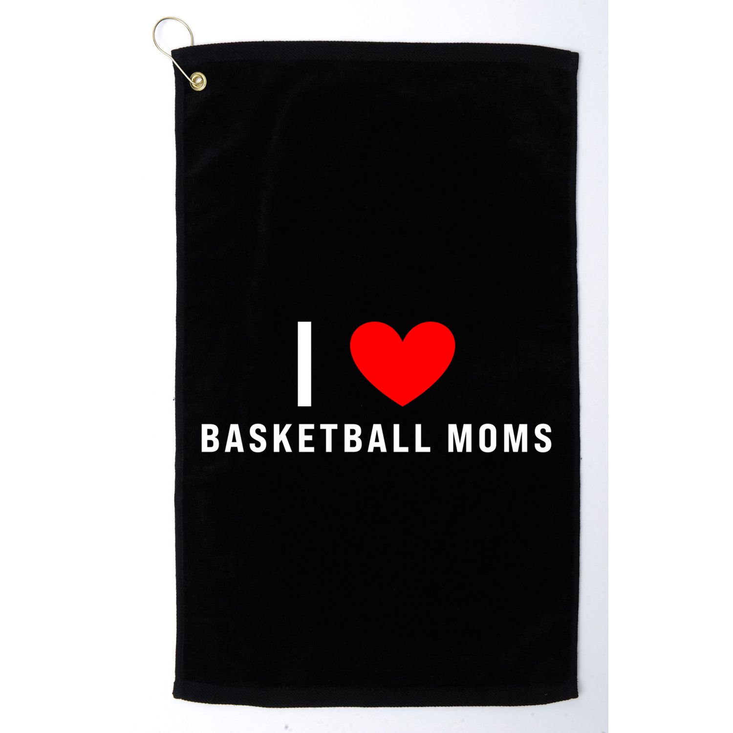 I Love Basketball Moms Funny Red Heart Gift Golf Towel