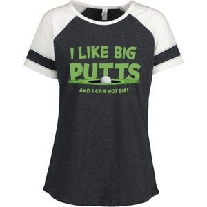 I Like Big Putts And I Cannot Lie Funny Golf Golfer Enza Ladies Jersey Colorblock Tee