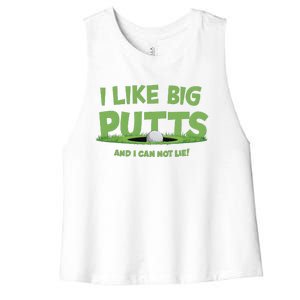 I Like Big Putts And I Cannot Lie Funny Golf Golfer Women's Racerback Cropped Tank