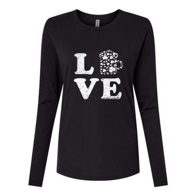 I Love Beer St. Patrick's Day Lucky Drinking Beer Shamrock Womens Cotton Relaxed Long Sleeve T-Shirt