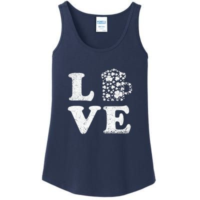 I Love Beer St. Patrick's Day Lucky Drinking Beer Shamrock Ladies Essential Tank