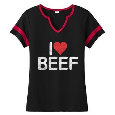 I Love Beef Gift Ladies Halftime Notch Neck Tee