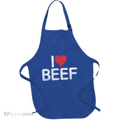 I Love Beef Gift Full-Length Apron With Pockets