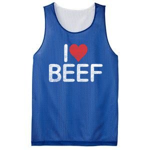 I Love Beef Gift Mesh Reversible Basketball Jersey Tank