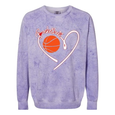 I Love Basketball Girl Basketball Player Heart Colorblast Crewneck Sweatshirt