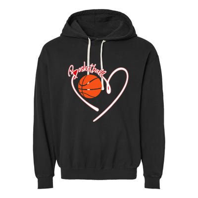 I Love Basketball Girl Basketball Player Heart Garment-Dyed Fleece Hoodie