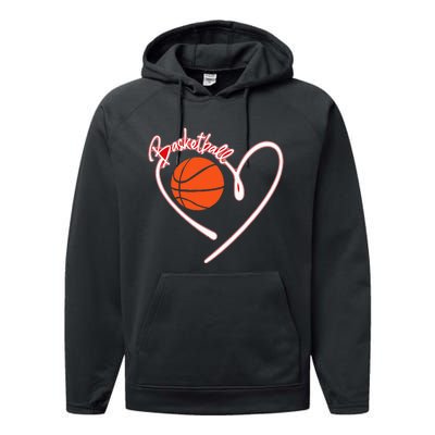 I Love Basketball Girl Basketball Player Heart Performance Fleece Hoodie