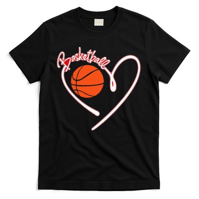 I Love Basketball Girl Basketball Player Heart T-Shirt