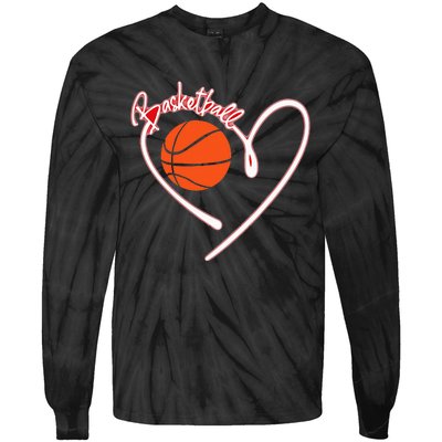 I Love Basketball Girl Basketball Player Heart Tie-Dye Long Sleeve Shirt