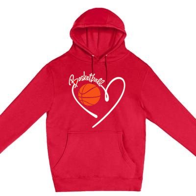 I Love Basketball Girl Basketball Player Heart Premium Pullover Hoodie