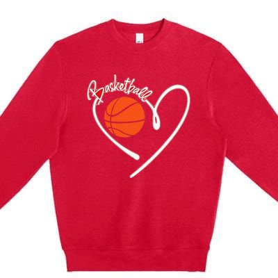 I Love Basketball Girl Basketball Player Heart Premium Crewneck Sweatshirt