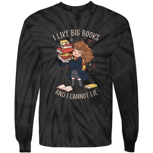 I Like Big Books And I Cannot Lie Reading Book Bookworm Tie-Dye Long Sleeve Shirt