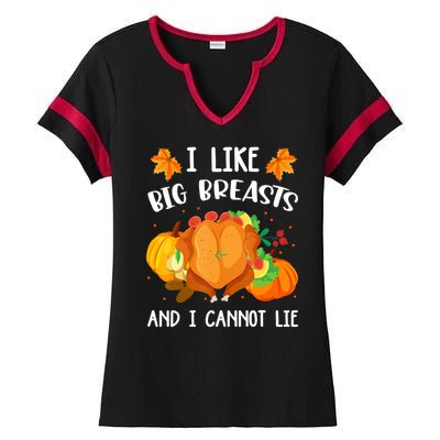 I Like Big Breasts And I Cannot Lie Thanksgiving Turkey Ladies Halftime Notch Neck Tee