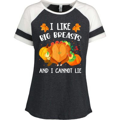 I Like Big Breasts And I Cannot Lie Thanksgiving Turkey Enza Ladies Jersey Colorblock Tee