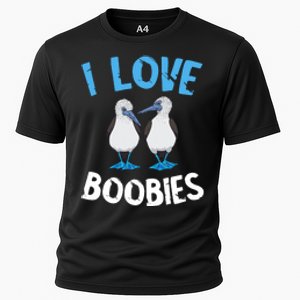 I Love Boobies Funny Blue Footed Cooling Performance Crew T-Shirt