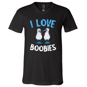 I Love Boobies Funny Blue Footed V-Neck T-Shirt