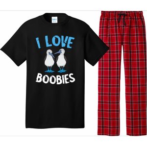 I Love Boobies Funny Blue Footed Pajama Set