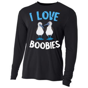 I Love Boobies Funny Blue Footed Cooling Performance Long Sleeve Crew