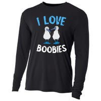 I Love Boobies Funny Blue Footed Cooling Performance Long Sleeve Crew