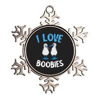 I Love Boobies Funny Blue Footed Metallic Star Ornament