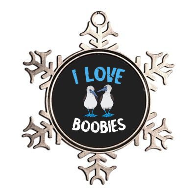 I Love Boobies Funny Blue Footed Metallic Star Ornament