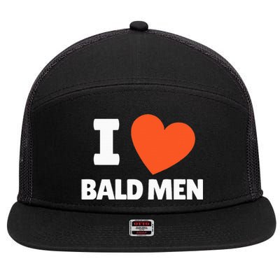 I Love Bald I Heart Bald Lovers 7 Panel Mesh Trucker Snapback Hat