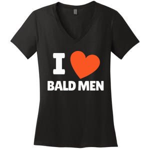 I Love Bald I Heart Bald Lovers Women's V-Neck T-Shirt