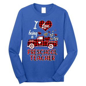 I Love Being Preschool Teacher Cute Hearts Valentine's Day Gift Long Sleeve Shirt