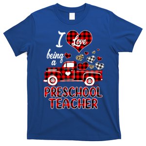 I Love Being Preschool Teacher Cute Hearts Valentine's Day Gift T-Shirt