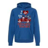 I Love Being Preschool Teacher Cute Hearts Valentine's Day Gift Premium Hoodie