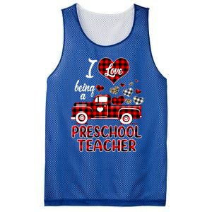 I Love Being Preschool Teacher Cute Hearts Valentine's Day Gift Mesh Reversible Basketball Jersey Tank