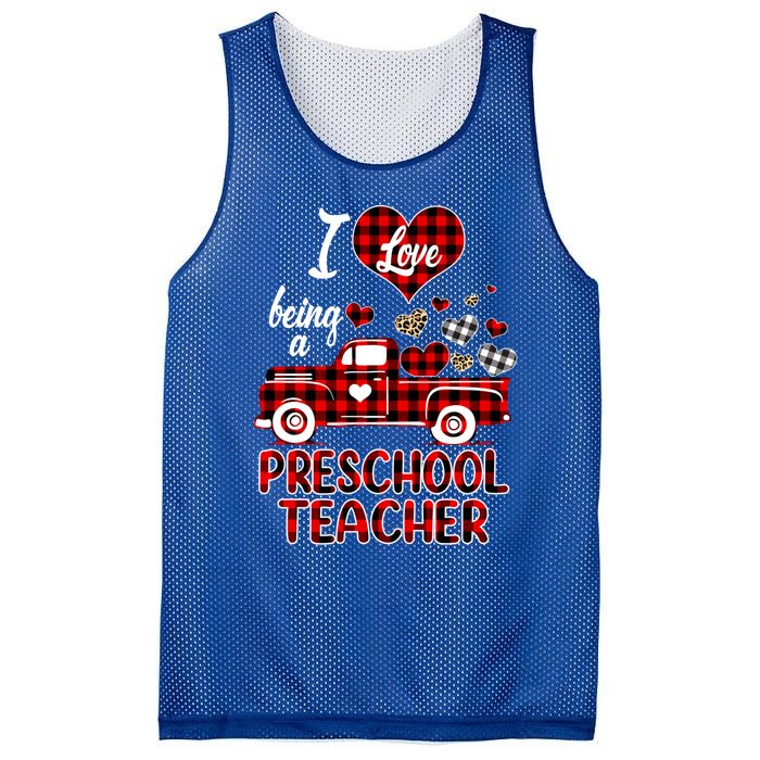 I Love Being Preschool Teacher Cute Hearts Valentine's Day Gift Mesh Reversible Basketball Jersey Tank