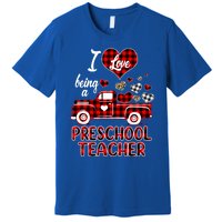 I Love Being Preschool Teacher Cute Hearts Valentine's Day Gift Premium T-Shirt