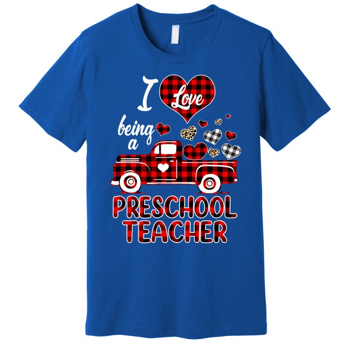 I Love Being Preschool Teacher Cute Hearts Valentine's Day Gift Premium T-Shirt