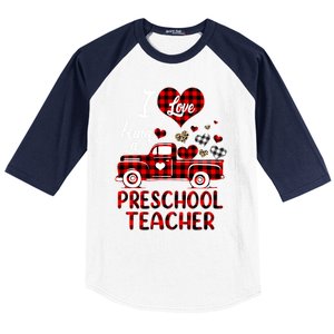 I Love Being Preschool Teacher Cute Hearts Valentine's Day Gift Baseball Sleeve Shirt