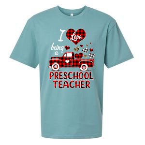 I Love Being Preschool Teacher Cute Hearts Valentine's Day Gift Sueded Cloud Jersey T-Shirt