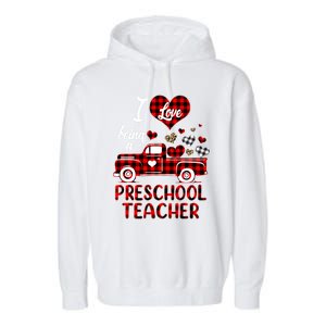 I Love Being Preschool Teacher Cute Hearts Valentine's Day Gift Garment-Dyed Fleece Hoodie