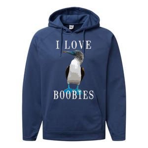 I Love Boobies Blue Footed Boobie Bird Performance Fleece Hoodie