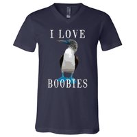 I Love Boobies Blue Footed Boobie Bird V-Neck T-Shirt