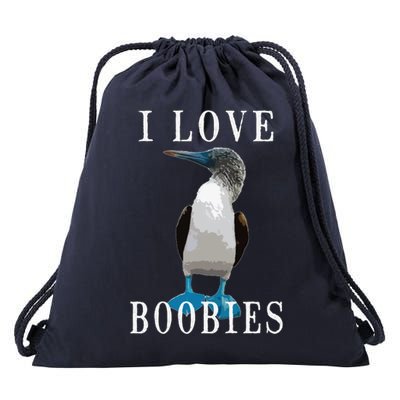 I Love Boobies Blue Footed Boobie Bird Drawstring Bag